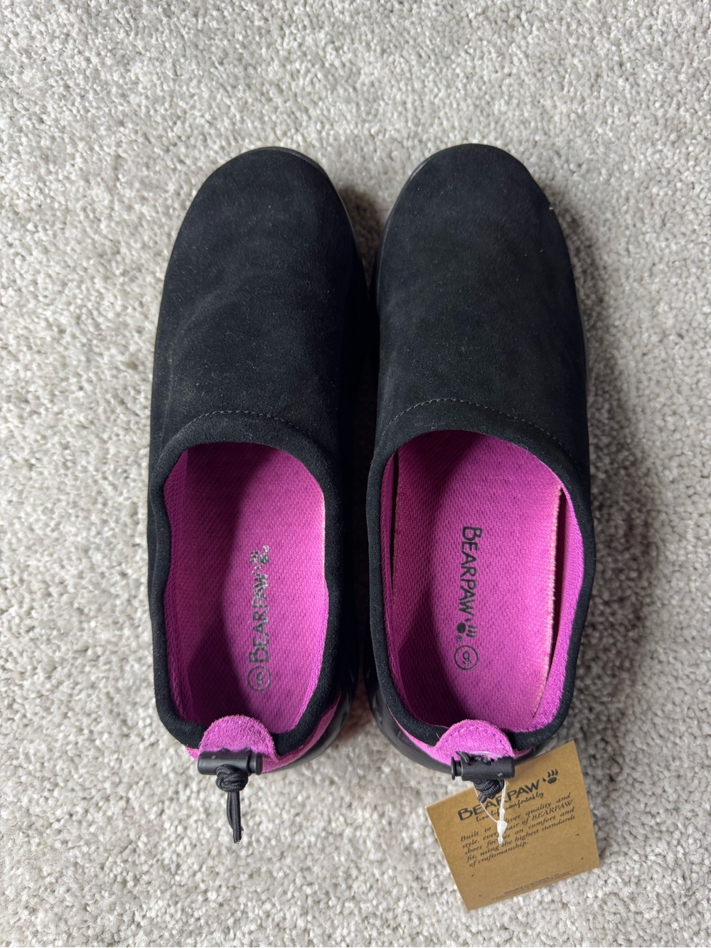 • BEARPAW Jack Suede Slip-On Sneakers NWT Black Orchid Casual Walking Size 9